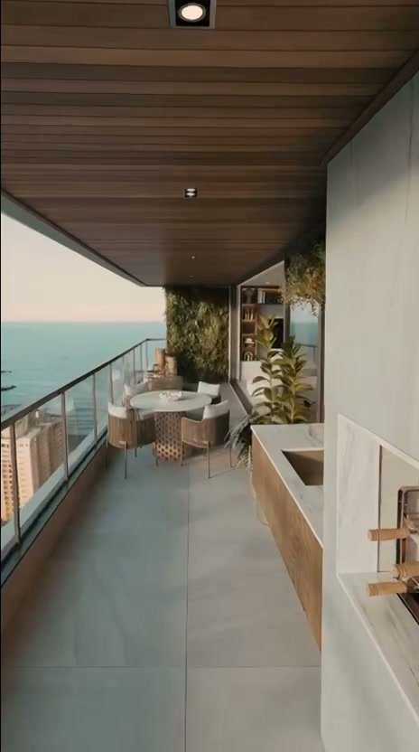 Varanda gourmet com vista mar do Toscano Residenze